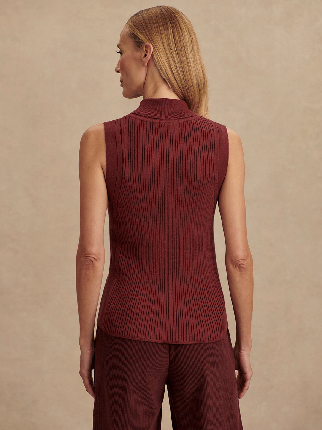 Varley | Anastasia Rib Knit Tank - New Maroon