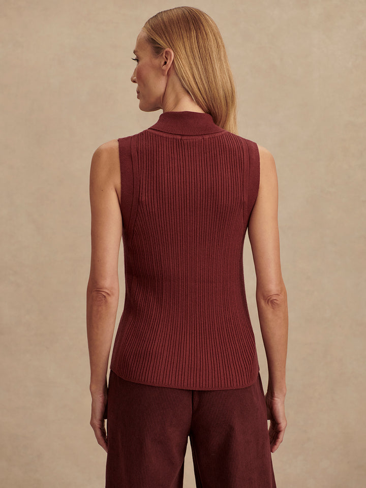 Varley | Anastasia Rib Knit Tank - New Maroon