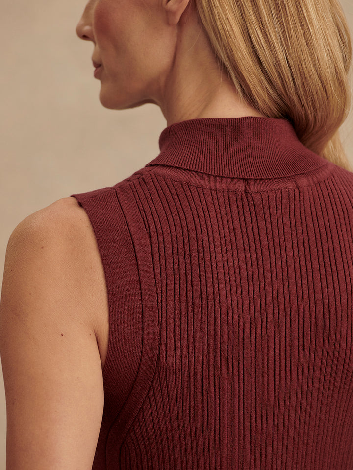 Varley | Anastasia Rib Knit Tank - New Maroon