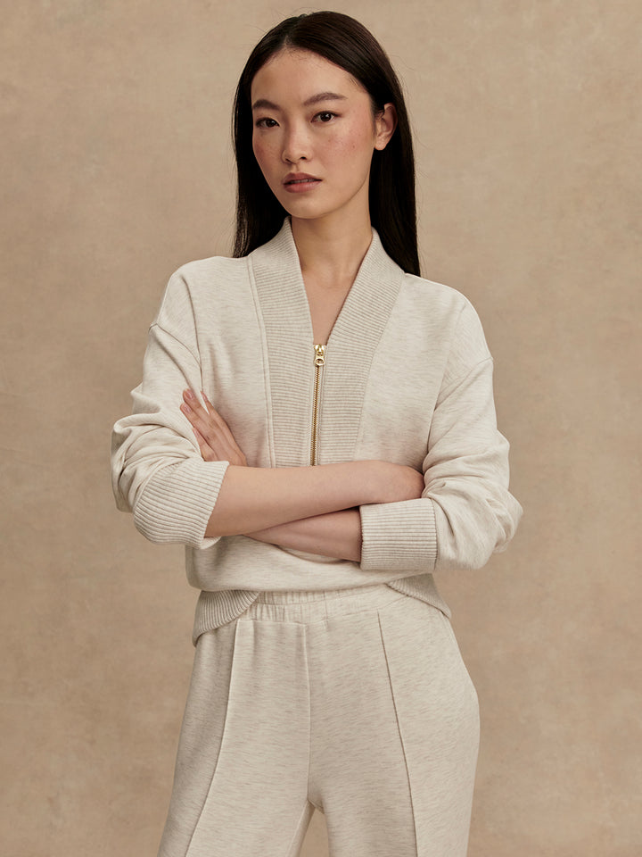 Varley | Sally Half-Zip Sweat - Ivory Marl