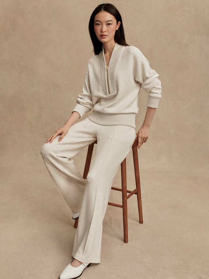 Varley | Sally Half-Zip Sweat - Ivory Marl