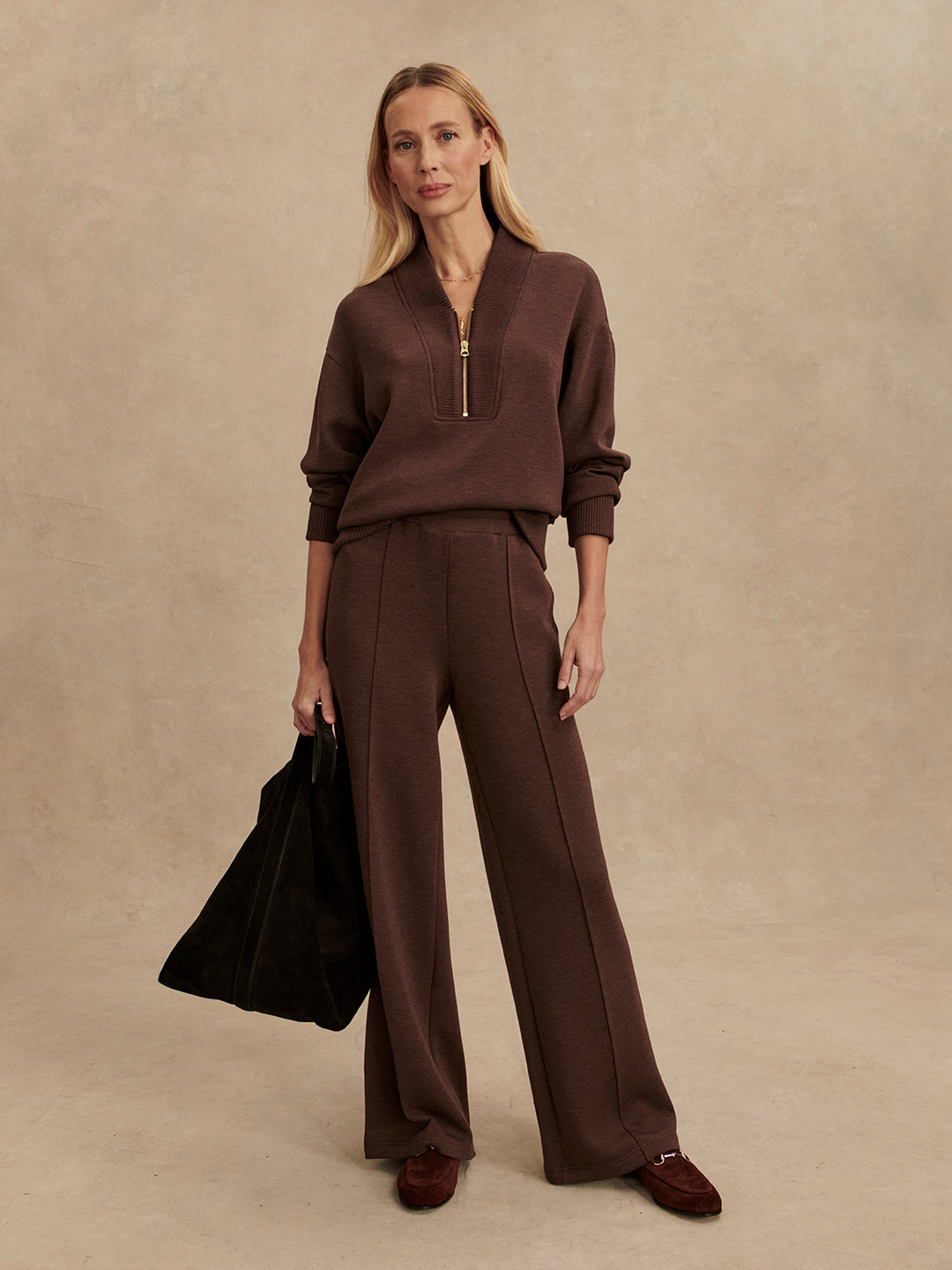 Varley | Sally Half-Zip Sweat - Coffee Bean Marl