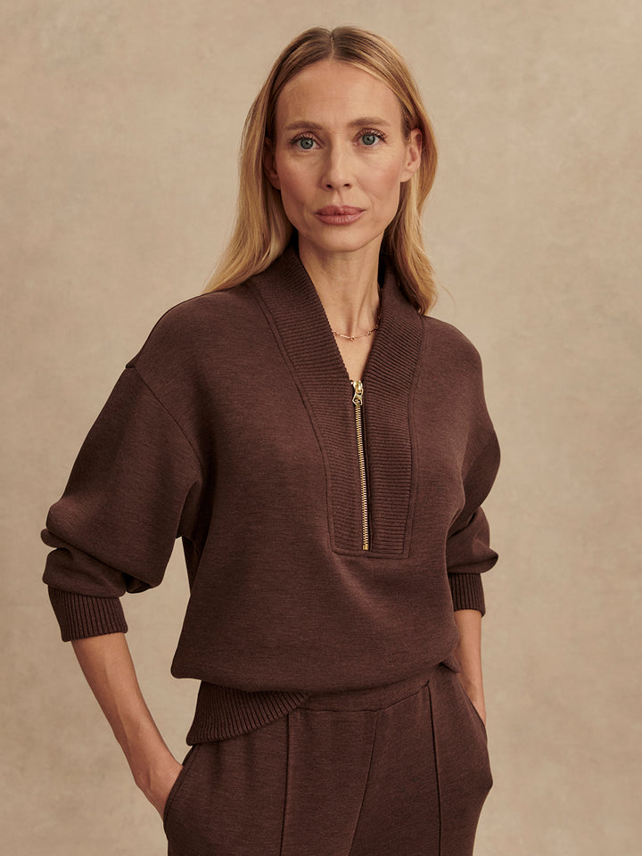 Varley | Sally Half-Zip Sweat - Coffee Bean Marl