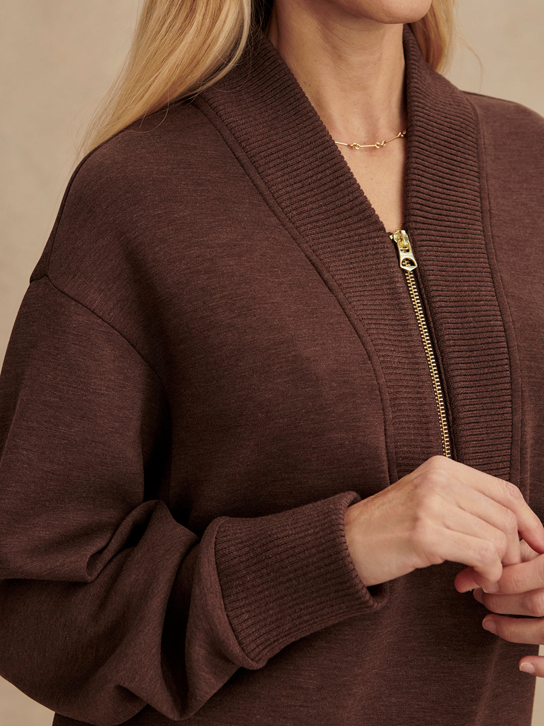 Varley | Sally Half-Zip Sweat - Coffee Bean Marl