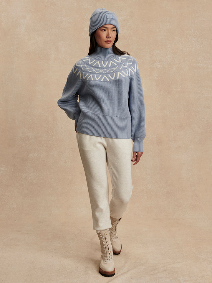 Varley | Marcie Fairisle Yoke Knit - Glacier Blue