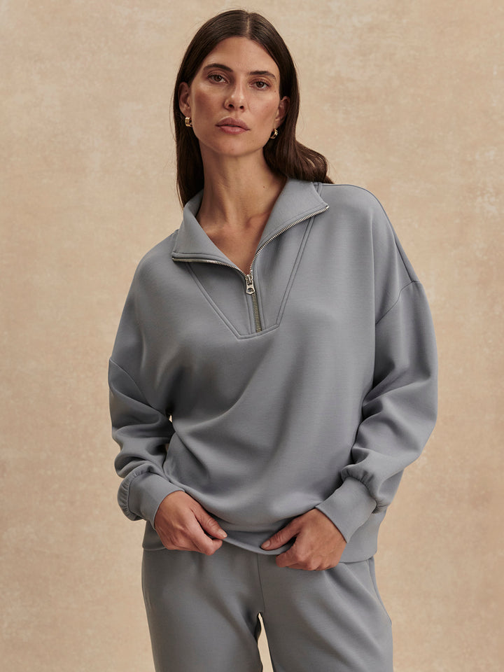 VARLEY | Hawley Half Zip Sweat - Wind Blue