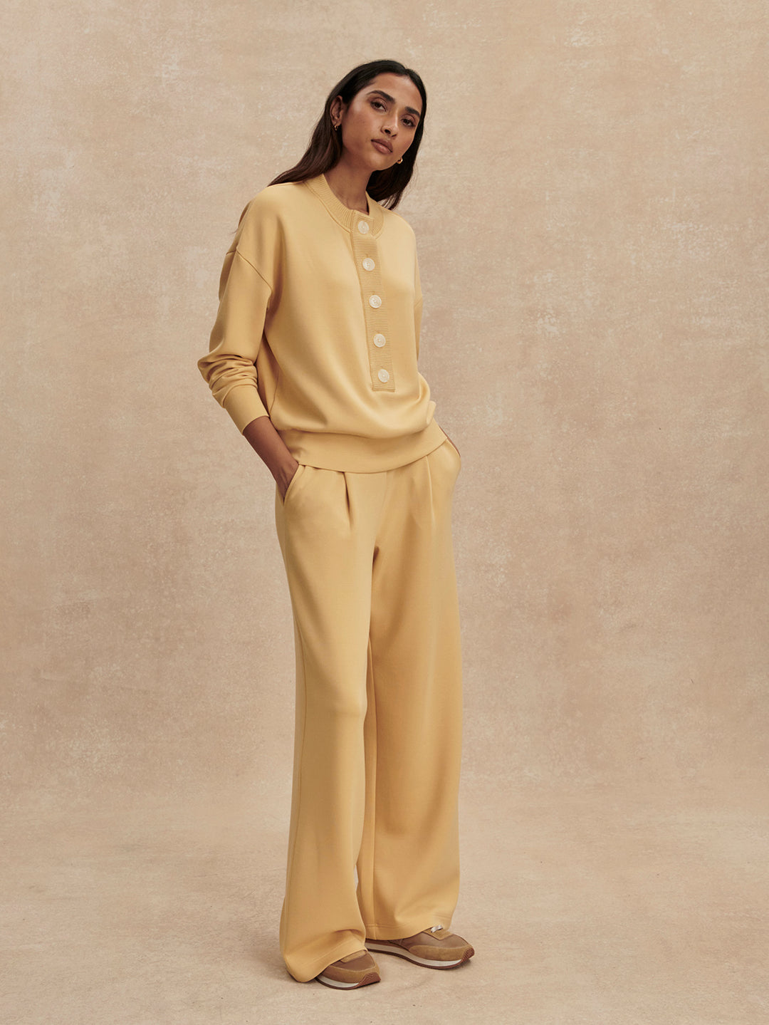 VARLEY | Reena Button Front Sweat - Sahara Sun