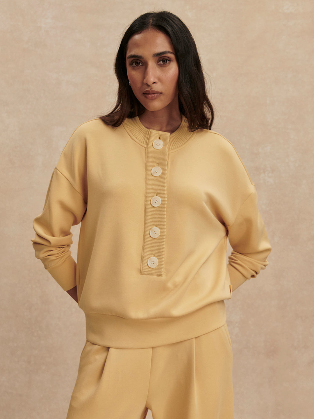 VARLEY | Reena Button Front Sweat - Sahara Sun