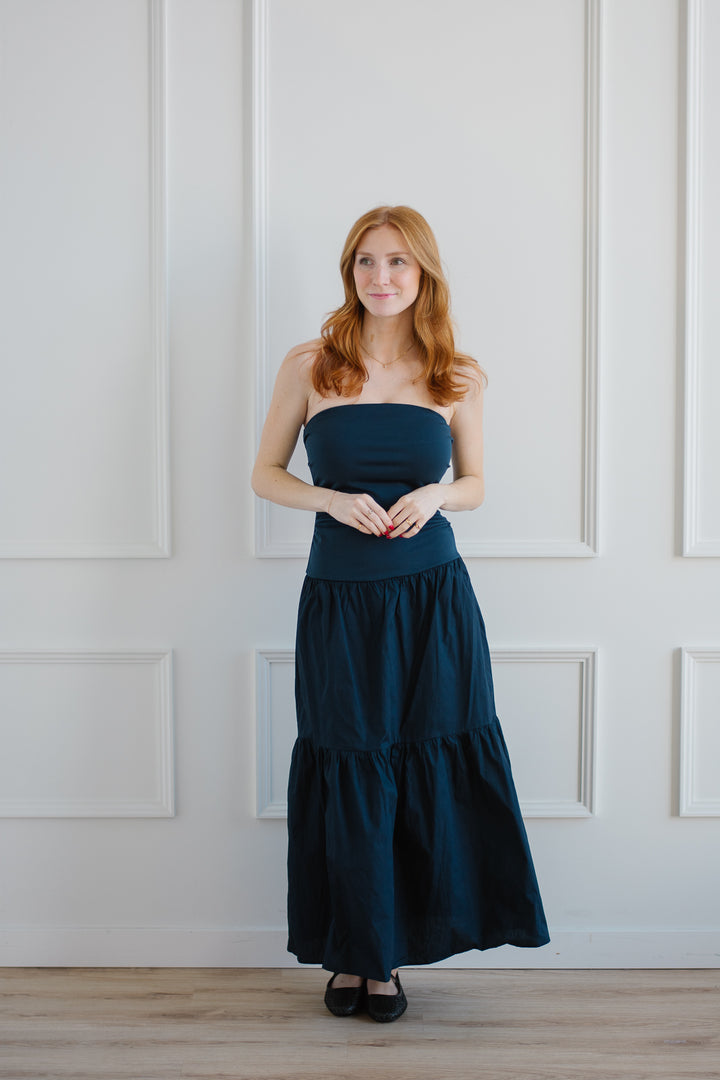 Navy Strapless Maxi