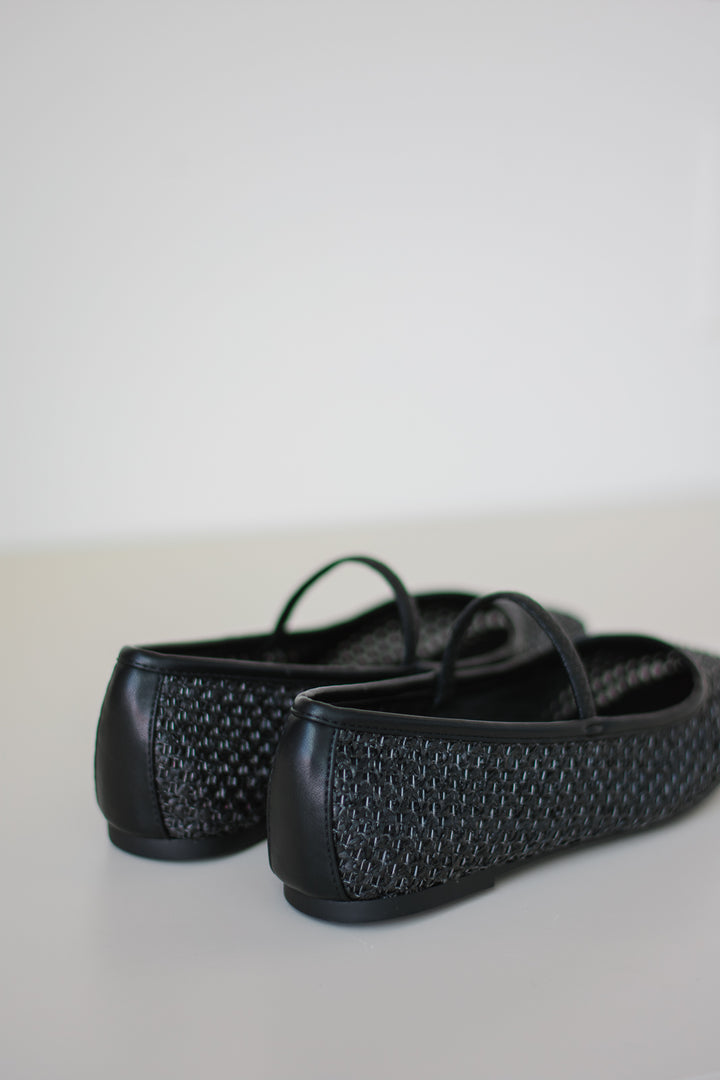 Breeda Rafia Flats - Black