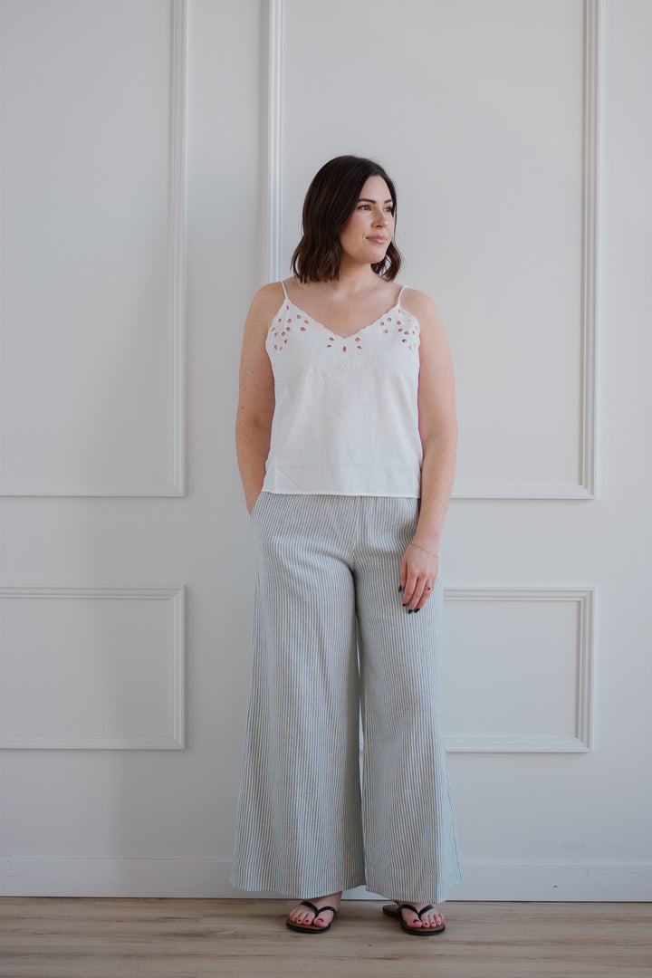 Striped Wide Leg Linen Pant