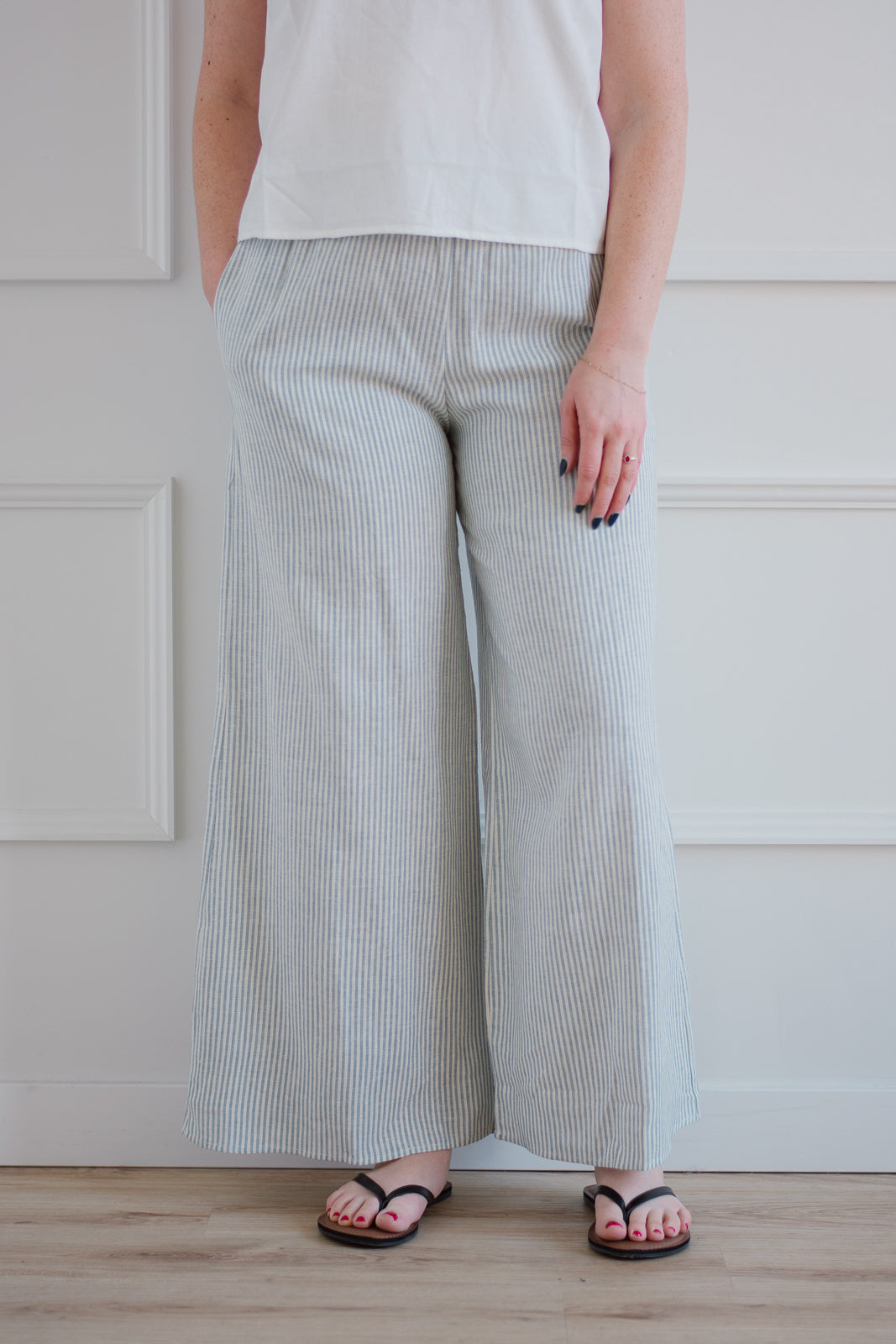 Striped Wide Leg Linen Pant