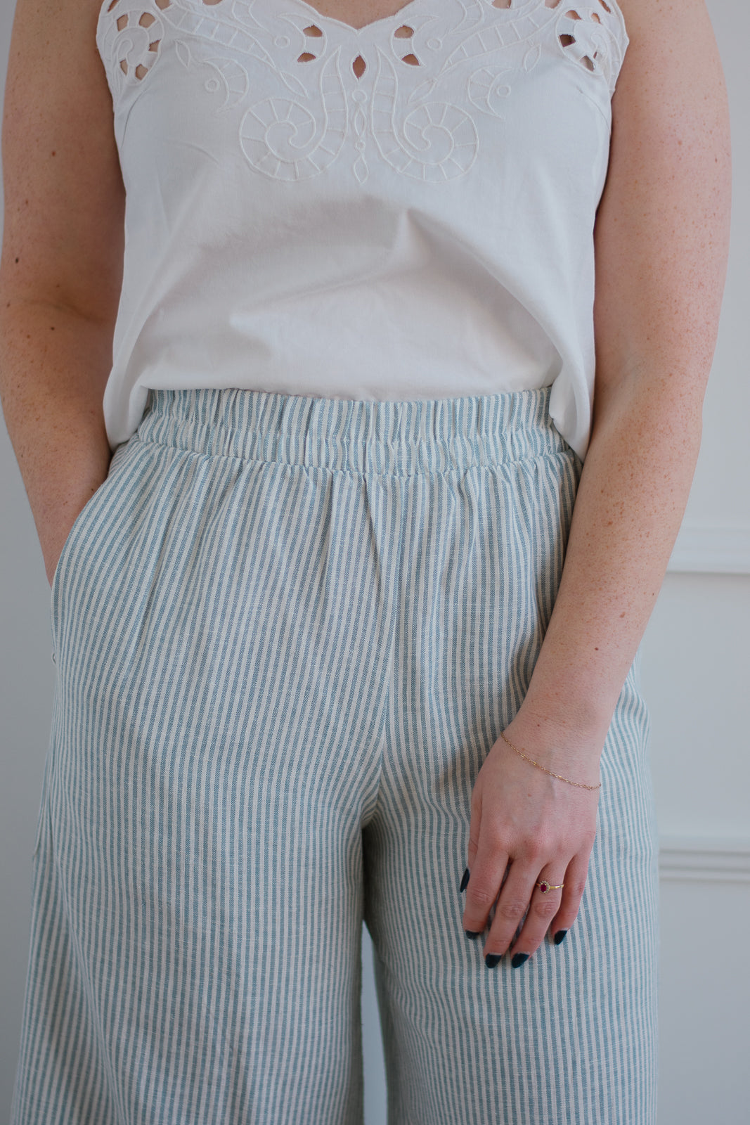 Striped Wide Leg Linen Pant