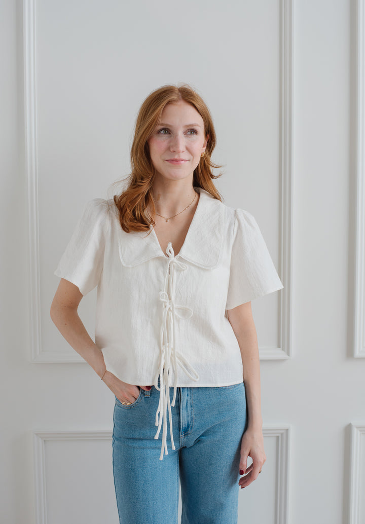 Ivory Tie Blouse