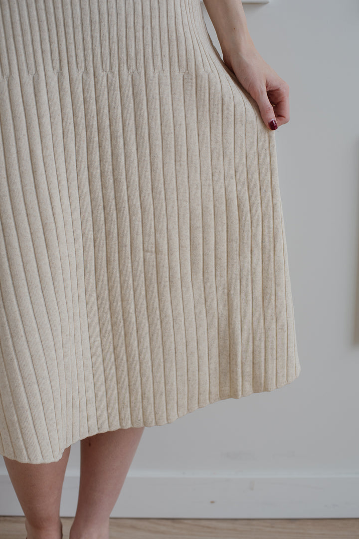 Oatmeal Ribbed Knit Dress