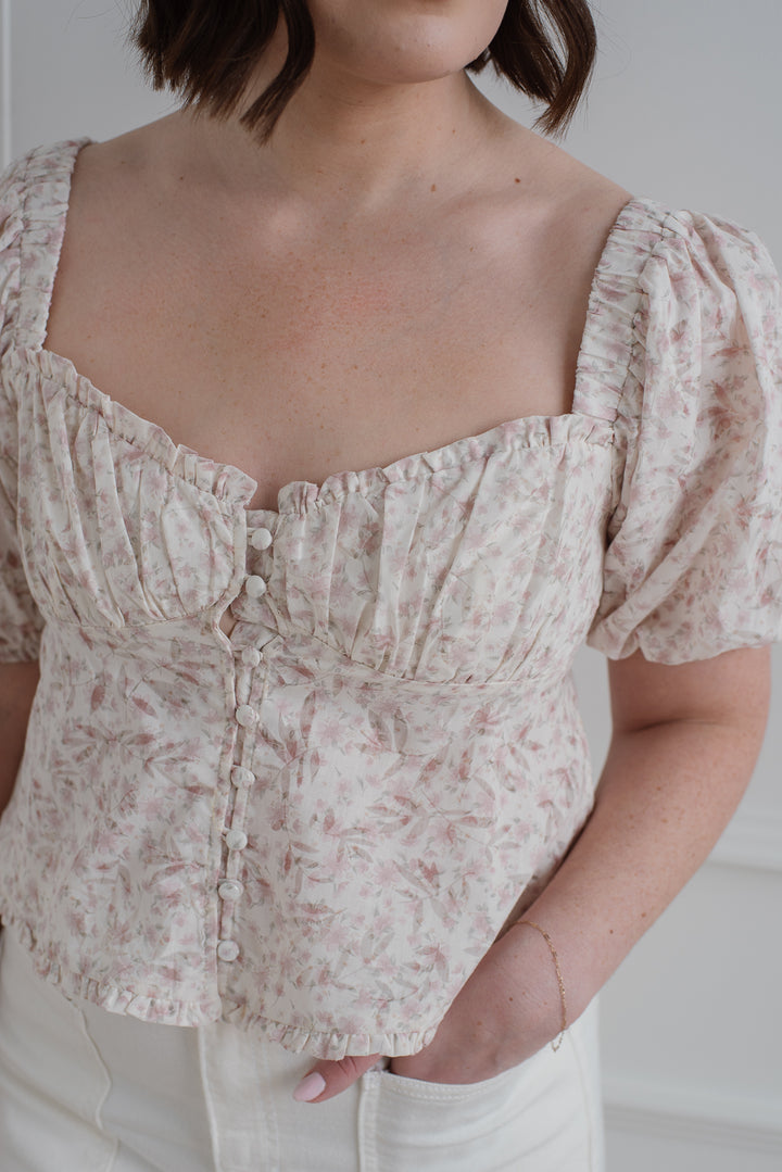 Pink Floral Corset Blouse