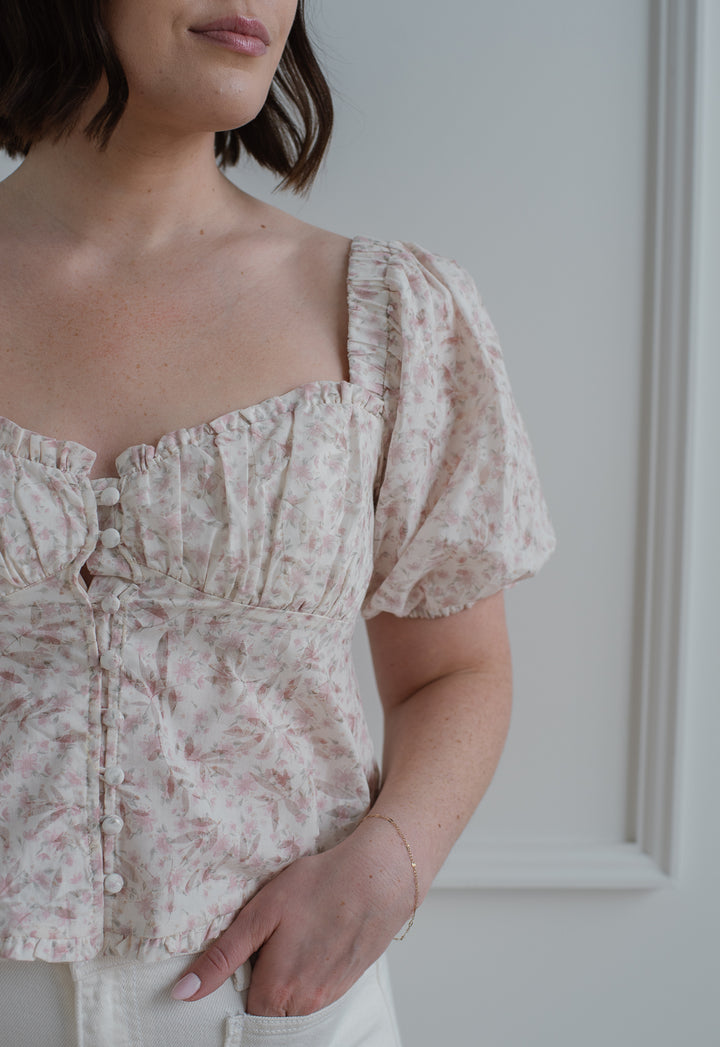 Pink Floral Corset Blouse