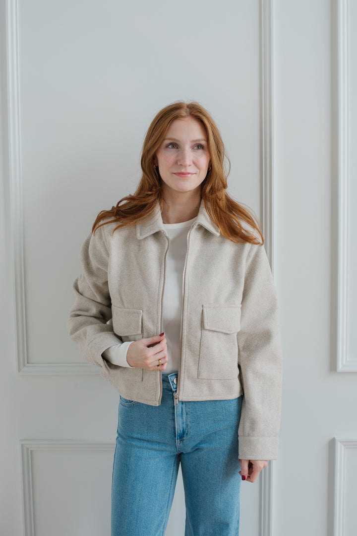 Oatmeal Cropped Jacket