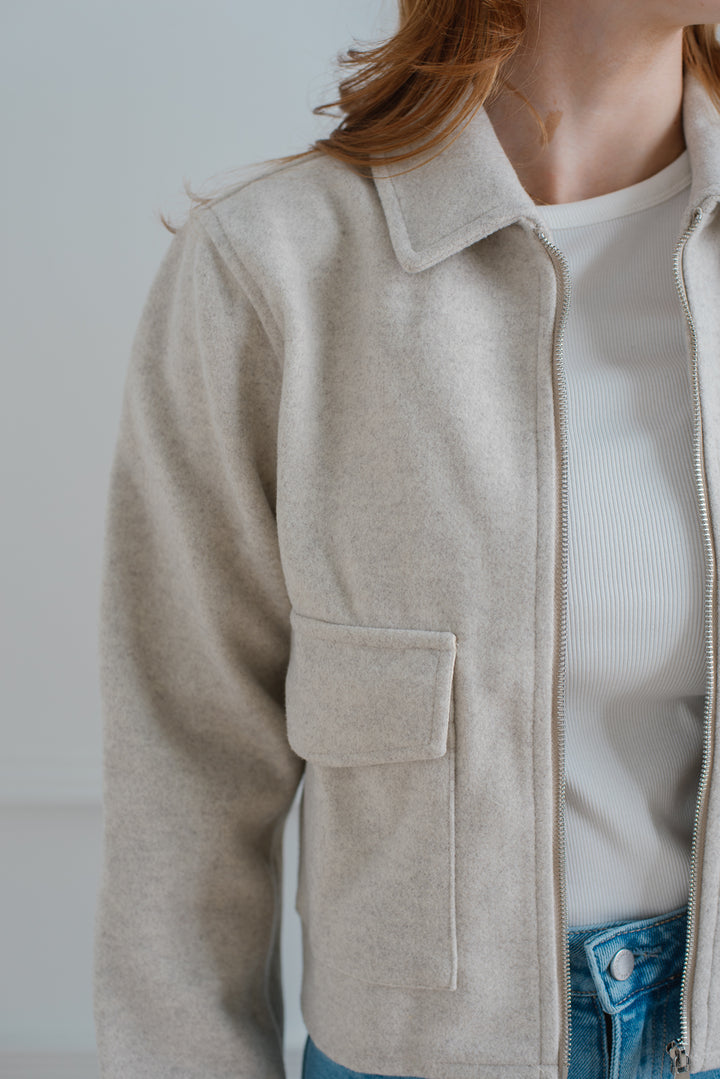 Oatmeal Cropped Jacket