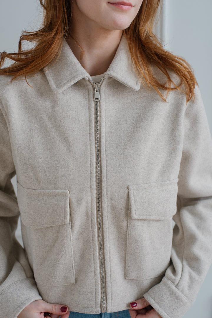 Oatmeal Cropped Jacket