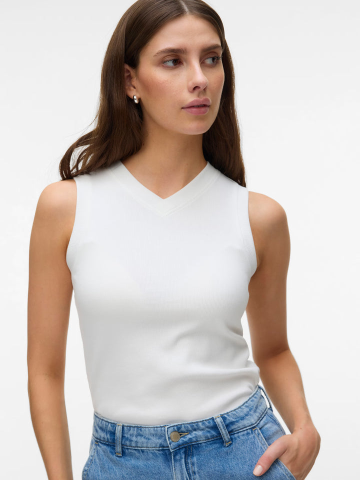 Colbie V-Neck Tank - White
