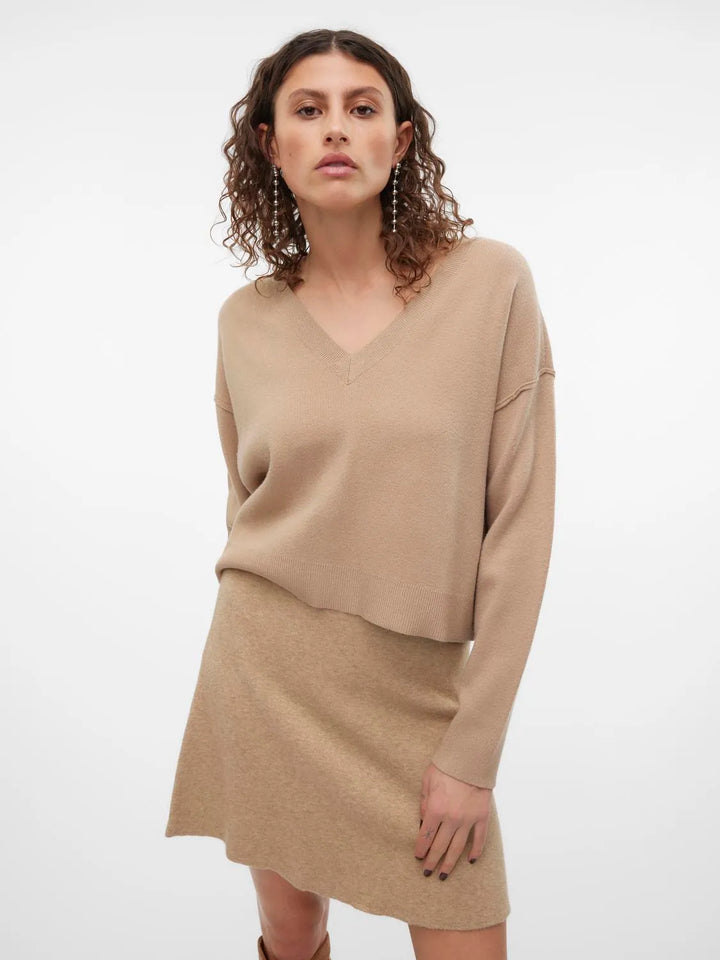 Vero Moda | Cropped V-neck Pullover - Silver Mink