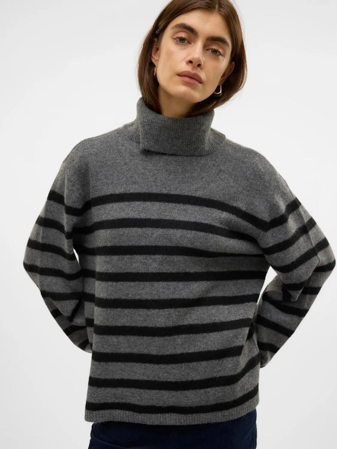 Vero Moda | Marwa Charcoal Striped Turtleneck