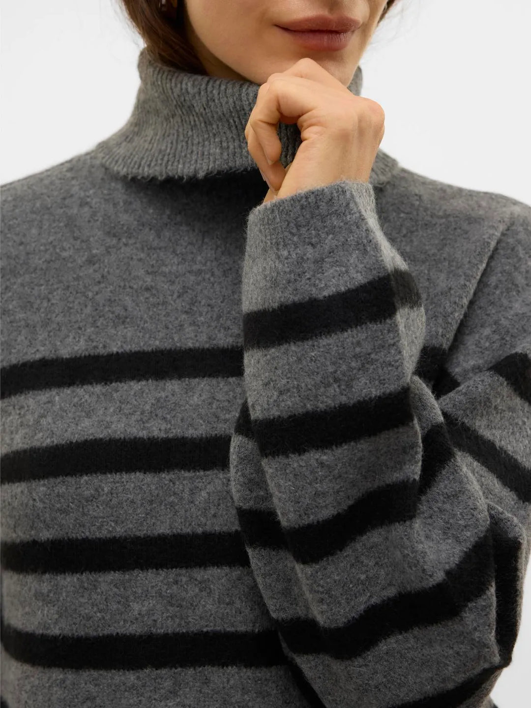 Vero Moda | Marwa Charcoal Striped Turtleneck