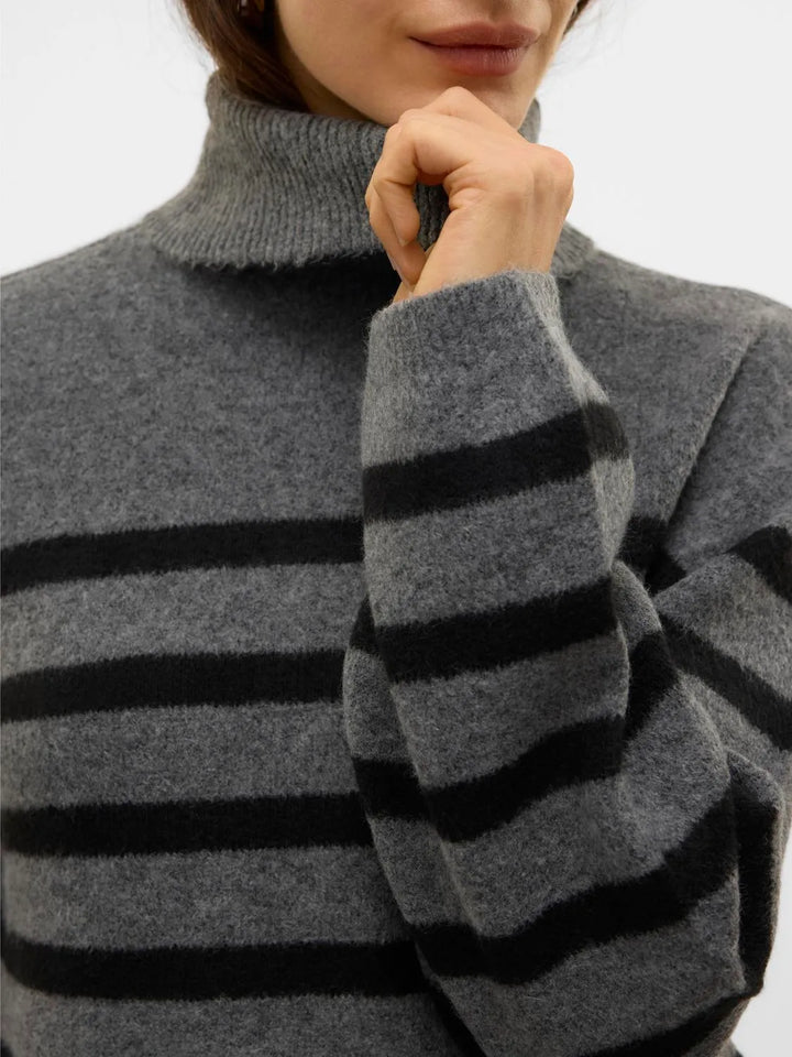 Vero Moda | Marwa Charcoal Striped Turtleneck