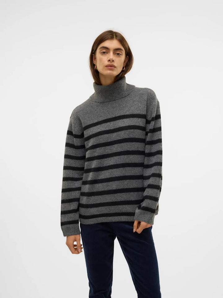 Vero Moda | Marwa Charcoal Striped Turtleneck