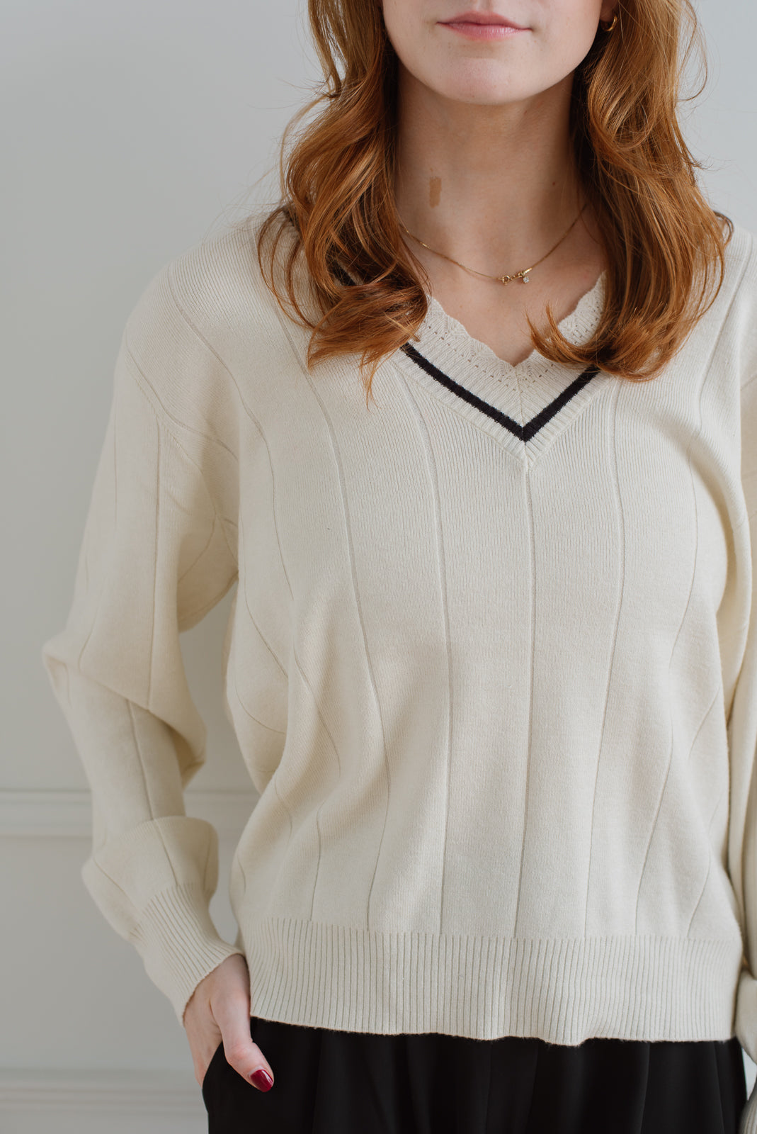 ICHI | Nora Ivory Varsity Sweater