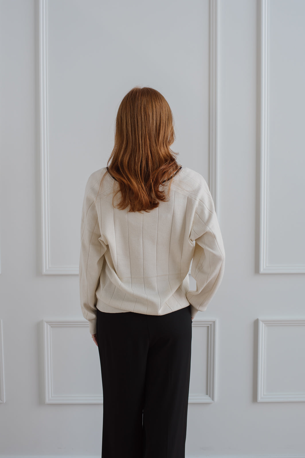 ICHI | Nora Ivory Varsity Sweater