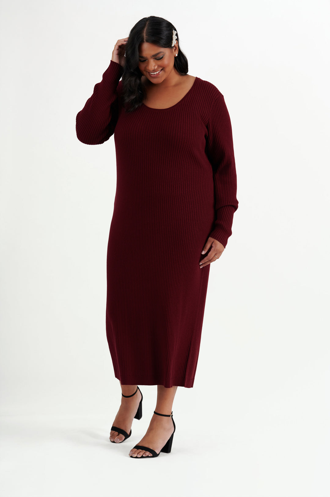 Emma Knudsen | Sabina Knit Midi Dress - Cranberry | XS-3XL