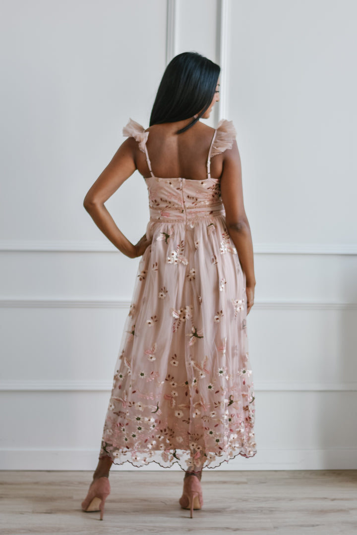 Winter Bloom Embroidered Gown
