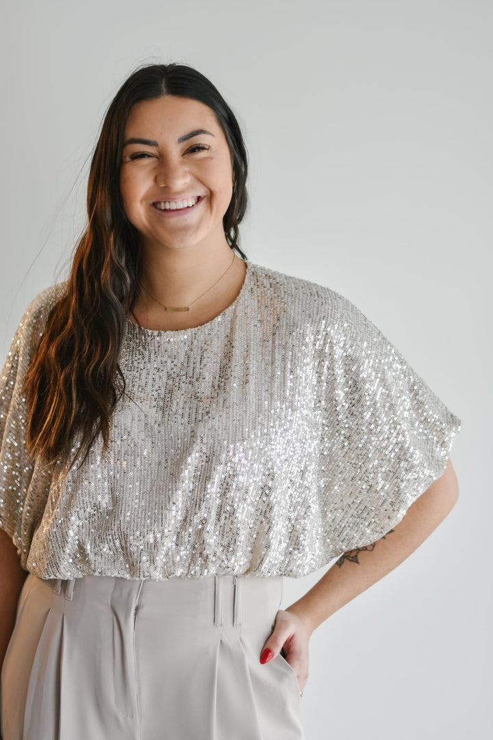 Madeline Sequin Puff Crop